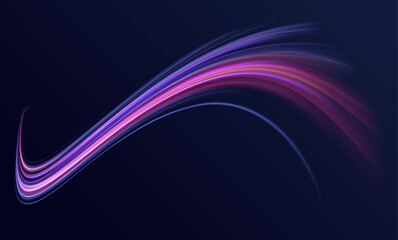 Fototapete - Speed connection vector background. Vector swirl trail effect. Light trail wave, fire path trace line, car lights, optic fiber and incandescence curve twirl.	