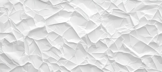 Poster - Crumpled white paper creates an abstract textured background, filling the frame with its wrinkled surface, perfect for design projects or adding a touch of grunge to any visual creation