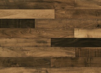 Poster - Seamlessly arranged dark brown wooden planks creating a textured and rustic floor background, offering an ideal foundation for various interior design and architectural projects