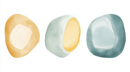Poster - Soft pastel colors blending harmoniously in watercolor shapes create an abstract composition, perfect for enhancing various design projects with a touch of elegance and creativity