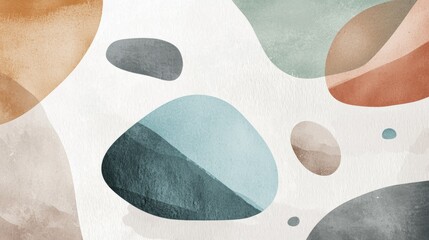Poster - Modern abstract background showcasing watercolor shapes in a harmonious blend of earthy tones, forming a captivating and artistic composition that draws the eye