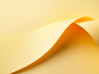 Poster - Smooth, pastel yellow paper curves gracefully, forming a gentle wave against a matching background, creating a minimalist and elegant abstract composition with soft shadows and highlights