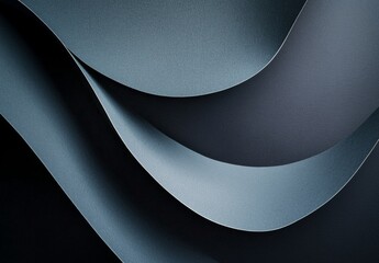 Poster - Smooth, undulating curves of gray paper create a mesmerizing abstract composition, capturing the interplay of light and shadow with elegant, flowing lines