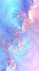 Poster - Swirling pastel hues of pink and blue blend seamlessly in fractal art, creating a mesmerizing visual experience with intricate patterns and textures