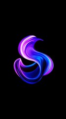 Poster - Colorful swirling smoke creating an abstract and vibrant s shape against a dark backdrop, perfect for digital art and modern design projects