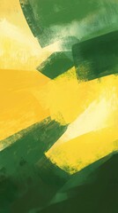 Poster - Vibrant green and yellow brush strokes merging together create an abstract painting background, featuring a rich texture and an artistic feel that enhances any visual space