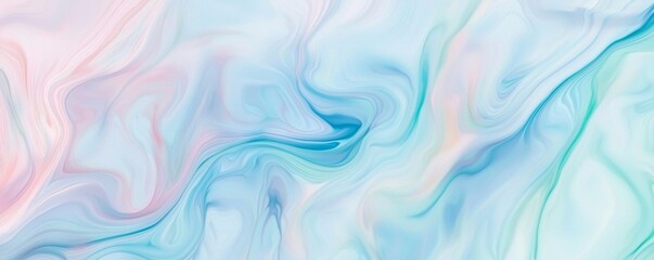 Fototapete - Fluid art texture creates mesmerizing swirls and patterns, blending pastel hues of pink, blue, and green, forming a captivating abstract background