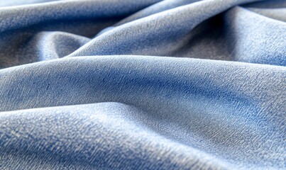 Poster - Blue fabric texture, soft waves, close-up, light background, textile design