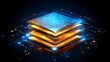 © lisa - Stacked processors, glowing, dark background, tech