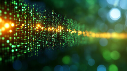 Wall Mural - a green matrix with a modern blurred effect, symbolizing chaos, uncertainty, and potential. the empt