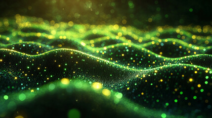 Wall Mural - a green matrix with a modern blurred effect, symbolizing chaos, uncertainty, and potential. the empt