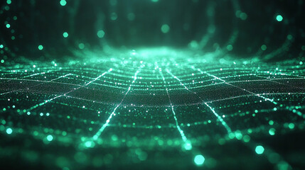 Wall Mural - a green matrix with a modern blurred effect, symbolizing chaos, uncertainty, and potential. the empt