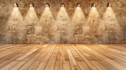 Wall Mural - an elegant gallery space with spotlighting highlights the blank wall, showcasing the beauty of minim