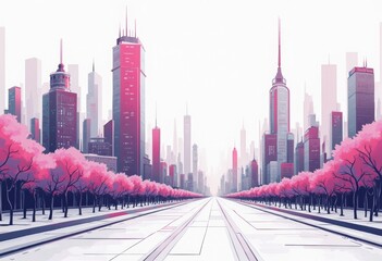 Poster - Cityscape with Skyscrapers and Urban Architecture