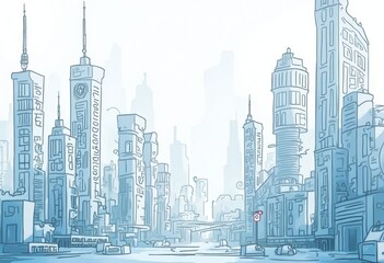 Poster - Modern Cityscape with Skyscrapers and Infrastructure