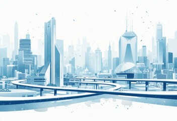 Poster - Futuristic Cityscape with Sleek Architecture and Vibrant Colors