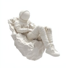 Wall Mural - astronaut floating freely in space over a transparent background