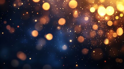 Wall Mural - A shimmering background of golden and blue bokeh lights creating a festive atmosphere.