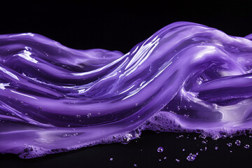 Poster - close-up of flowing purple liquid creating smooth, glossy waves with soft bubbles, symbolizing movem