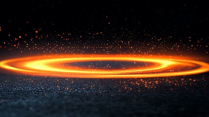 Wall Mural - a black and orange light spot on a simple grainy noise background, creating a rough abstract retro v