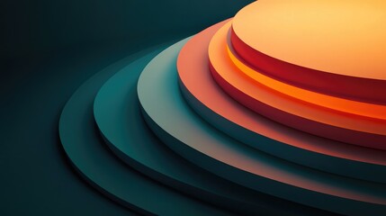 Poster - Abstract circular gradient graphics, layered with translucent colors on a dark surface, creating an ethereal, glowing effect