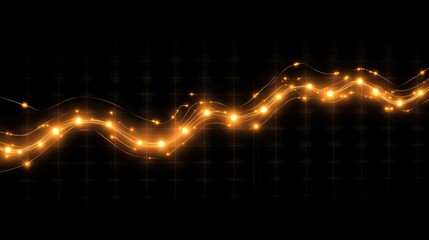 Poster - Abstract financial line graph with glowing points marking highs and lows on a dark grid background, capturing business trend data