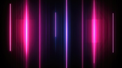 Poster - An abstract grid of glowing neon lines on a dark background, with interconnected points forming a futuristic, high-tech pattern