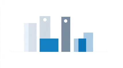 Poster - An ascending bar chart in corporate blue and gray on a white background, symbolizing consistent growth in banking metrics