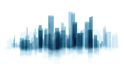 Poster - An ascending bar chart in corporate blue and gray on a white background, symbolizing consistent growth in banking metrics