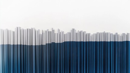 Poster - An ascending bar chart in corporate blue and gray on a white background, symbolizing consistent growth in banking metrics