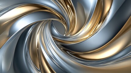 Poster - An elegant swirl of gold and silver metallic hues on a dark background, creating a luxurious and sophisticated abstract texture that can enhance any design