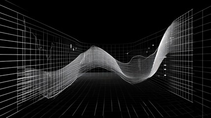 Poster - a d line graph with ascending and descending curves on a dark grid background, capturing the volatil