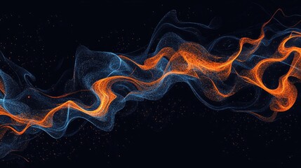 Poster - a blend of fireworks in orange and blue hues, their trails overlapping to create an intricate, spark