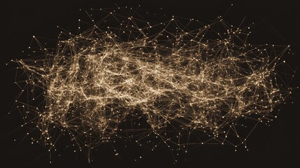 Poster - A digital network of interconnected nodes and lines on a dark background, forming a futuristic graphic of data flow and connectivity