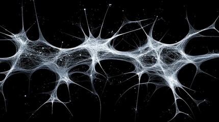 Poster - A digital network of interconnected nodes and lines on a dark background, forming a futuristic graphic of data flow and connectivity