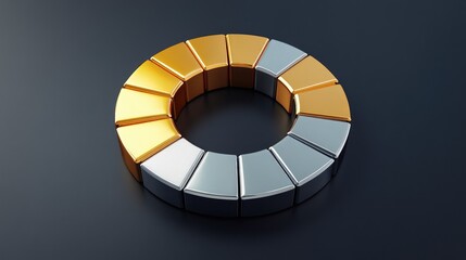 Poster - A layered donut chart in gold and silver hues, each segment reflecting light to represent banking asset allocations