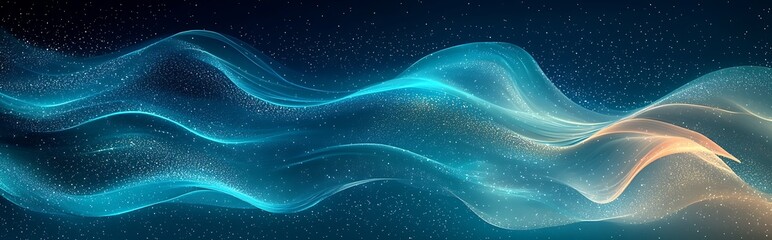 Wall Mural - A blue-green wavy abstract illustration with a grainy gradient, perfect for vibrant and dynamic design elements.