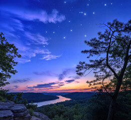 Wall Mural - Scenic Night Photo of the Ozarks created with Generative AI Technology, ai, generative