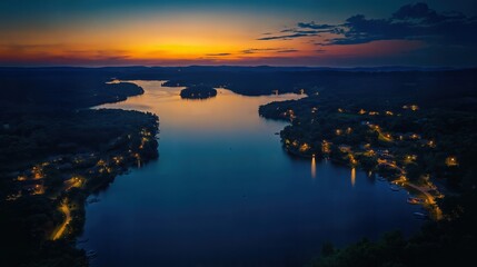 Wall Mural - irdseye View of Lake created with Generative AI Technology, ai, generative