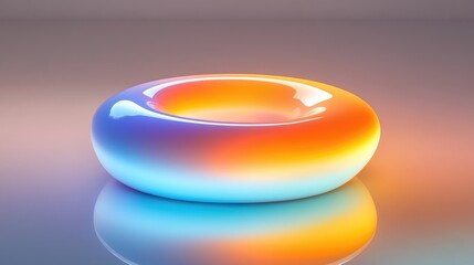 Fototapete - A modern doughnut chart in vibrant gradient colors, floating over a reflective surface, each section highlighted for clarity