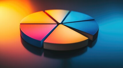 Fototapete - A modern doughnut chart in vibrant gradient colors, floating over a reflective surface, each section highlighted for clarity