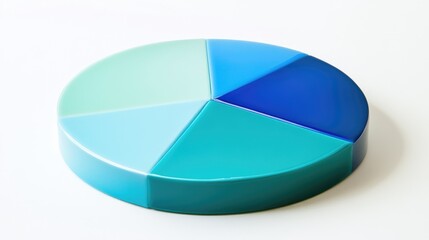 Poster - A modern pie chart in gradient blues and greens on a white surface, each segment slightly separated, representing market share distribution