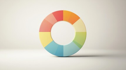 Fototapete - A modern, segmented donut chart with gradient colors on a smooth background, showcasing business sector analysis visually