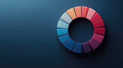Fototapete - A modern, segmented donut chart with gradient colors on a smooth background, showcasing business sector analysis visually