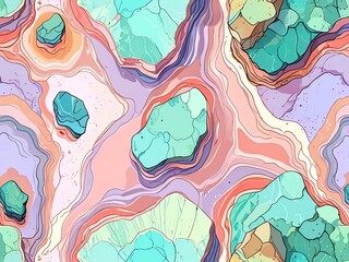 Wall Mural - abstract gemstone landscape: a whimsical pastel dreamscape