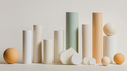 Poster - A stacked bar graph with soft shadows and gradient colors on a white surface, emphasizing financial or analytical data structure