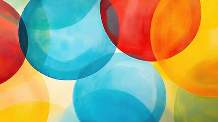 Poster - A vibrant, energy-filled abstract background with overlapping circles in bold colors like red, blue, and yellow, creating a playful and lively atmosphere for creative projects