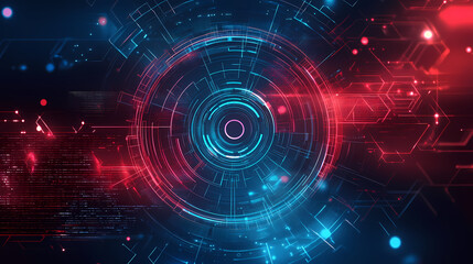 Wall Mural - Background gaming abstract neon sci-fi themes cyberpunk red blue glowing dynamic technology wallpaper ai generated image. Technology & Nature Fusion. Illustration