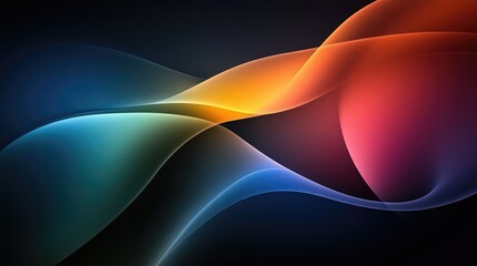 Poster - Colorful gradient lines flowing in parallel, creating a smooth wave effect on a dark backdrop, showcasing a modern, abstract pattern