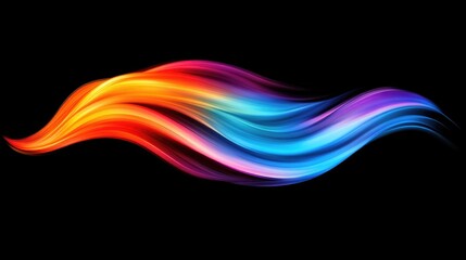 Poster - Colorful gradient lines flowing in parallel, creating a smooth wave effect on a dark backdrop, showcasing a modern, abstract pattern